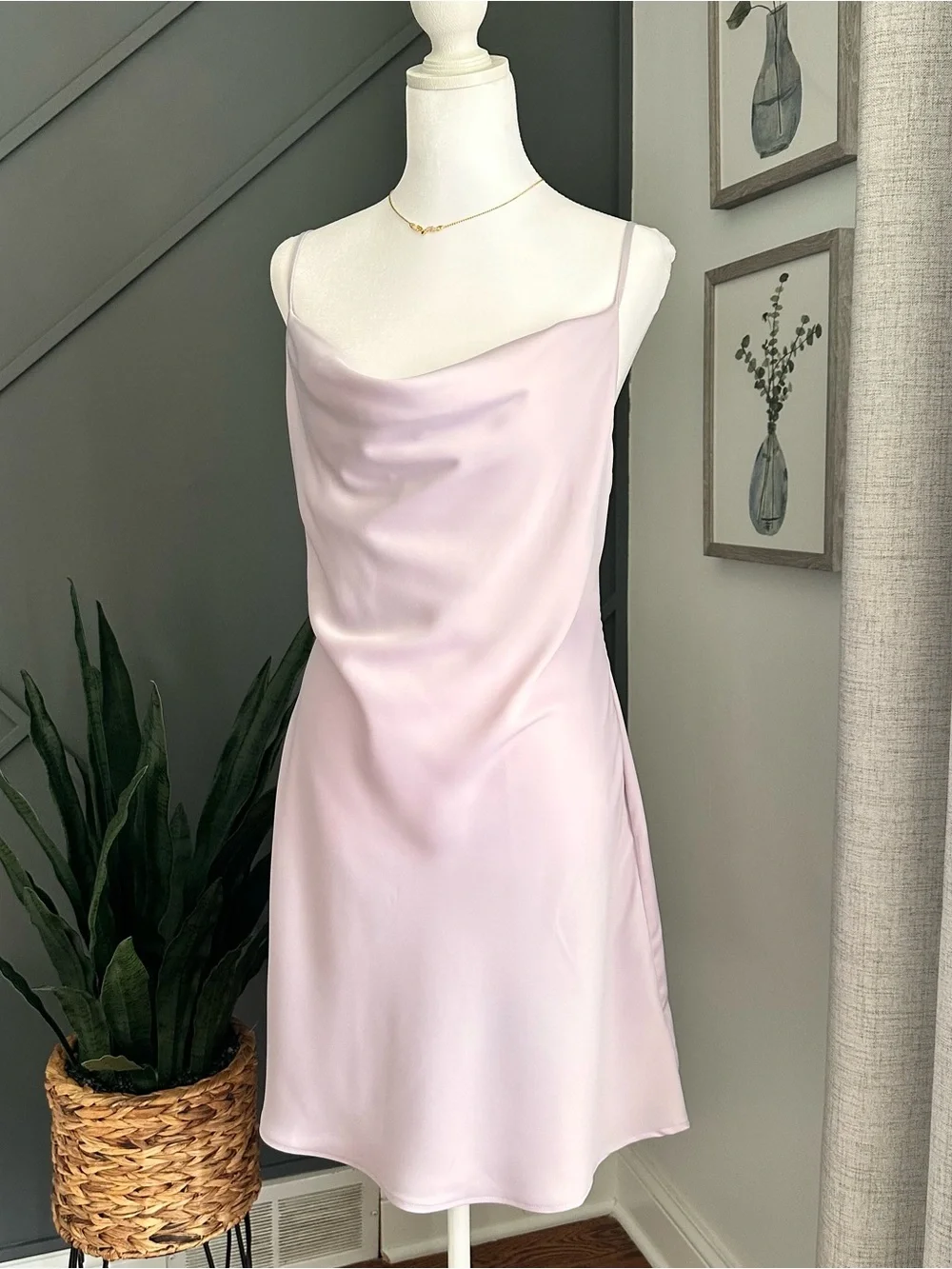 Urban Outfitters Lavender Satin Slip Dress with Cowl Detail - Picture 2 of 6